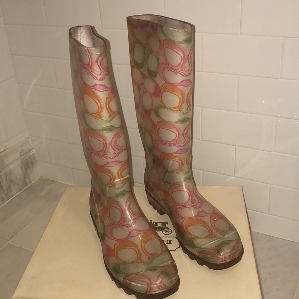 Coach Pixy Dream Rainboots Sz 8